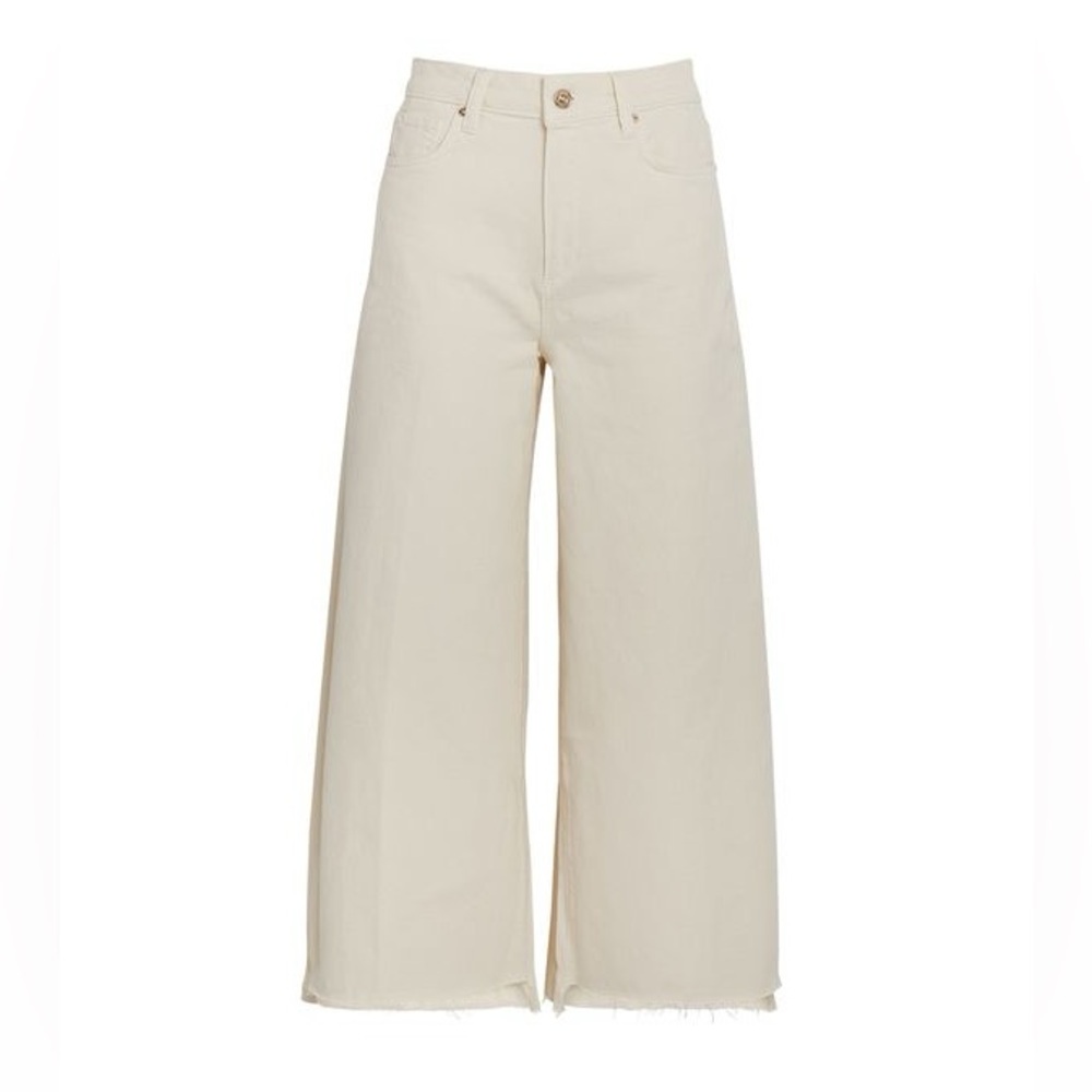 PAIGE Wide Leg Flare Jeans in Cream
